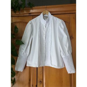 “Vintage Miller Stockman White Lace Western Blouse Puff Sleeve SZ L